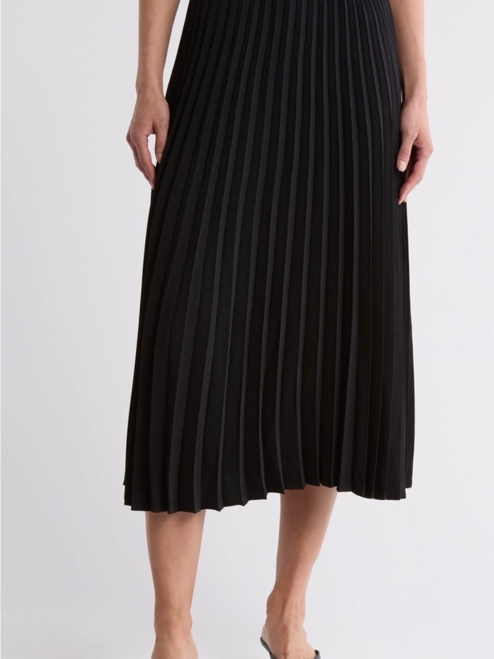 Ellen Tracy Black Pleated Midi Skirt